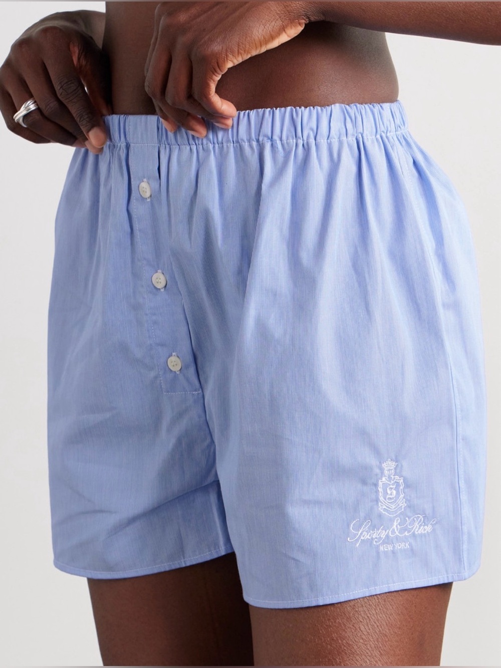 Sporty & Rich Vendome Mini Boxer Short - Light Blue Striped
